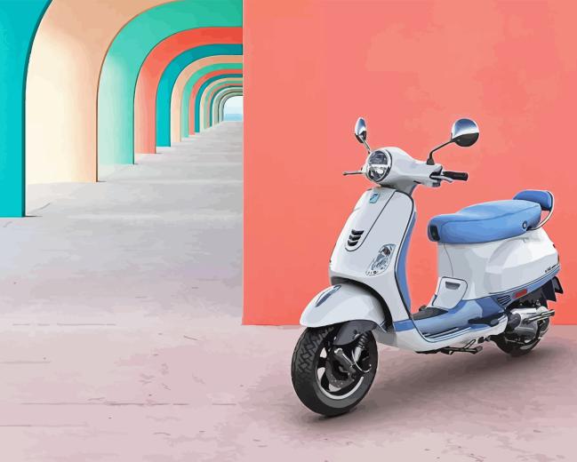 White Vespa Diamond Painting